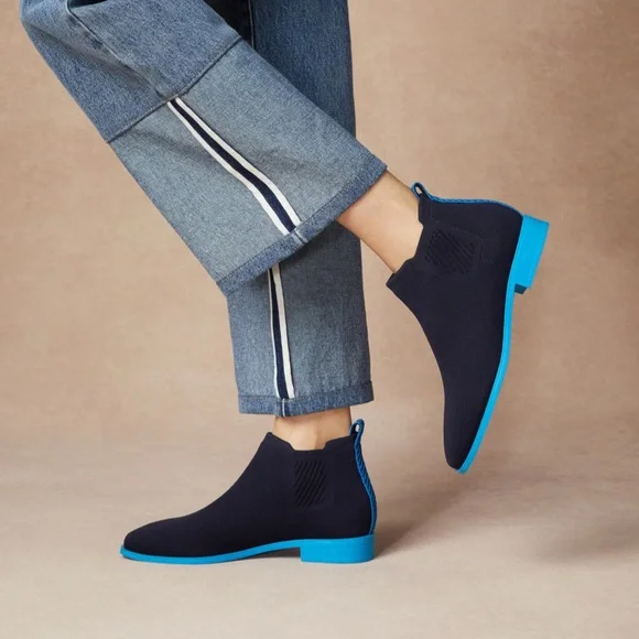 VIVAIA Square-Toe Water-Repellent Ankle Boots (Ryan Pro) Navy Azure Blue - Picture 2 of 13